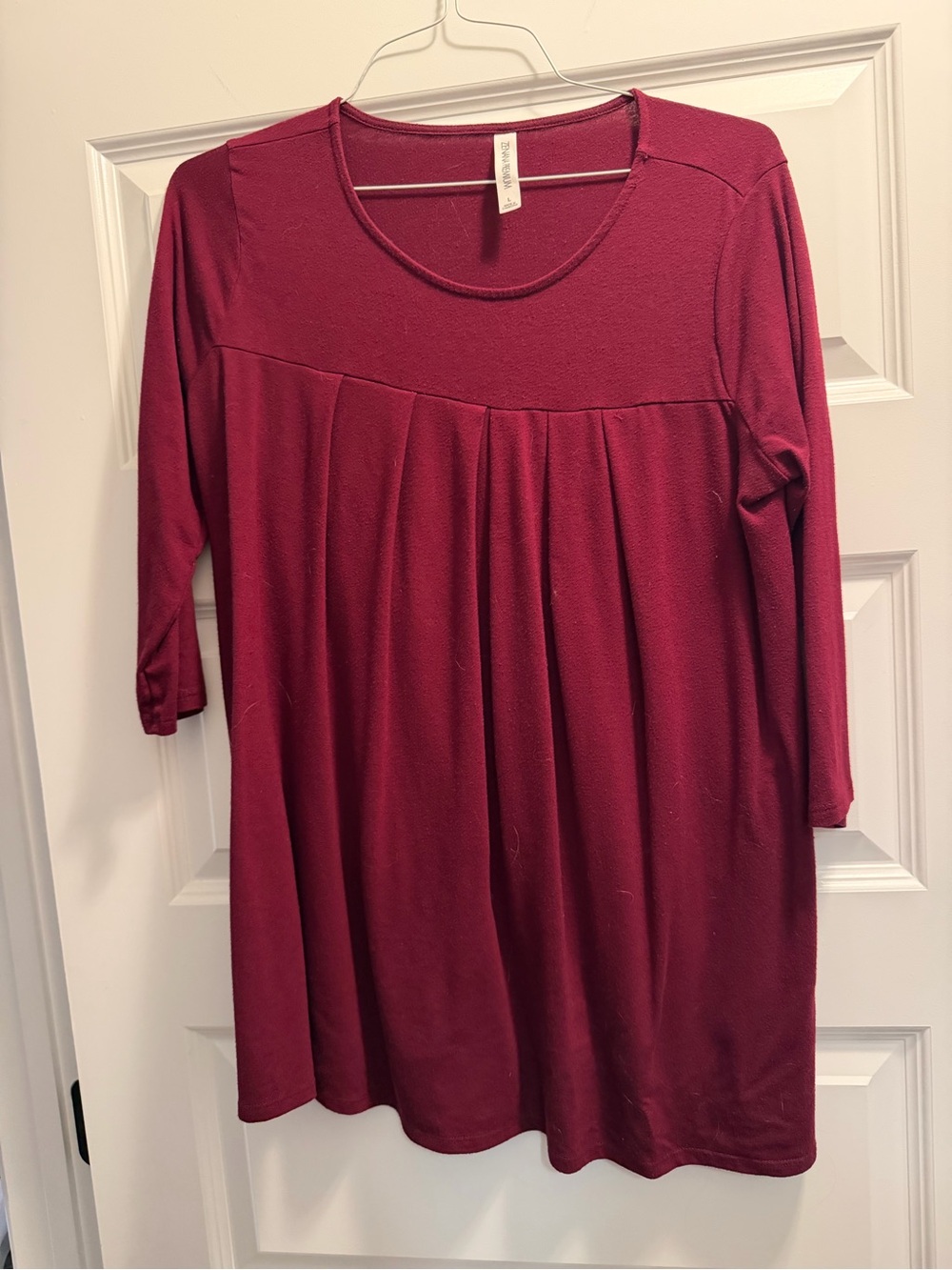 Zenana Outfitters Burgundy Pleated Scoop Neck Tunic